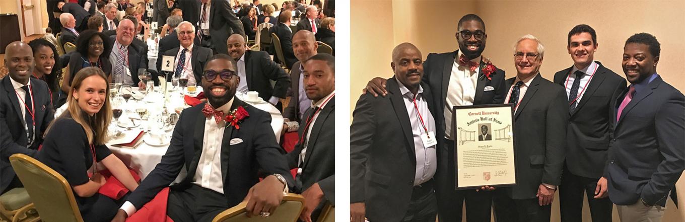 Rayon Taylor's celebrating with friends at the Cornell Athletics Hall of Fame ceremony