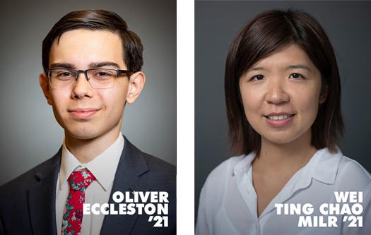 Oliver Eccleston ’21 and Wei Ming Chao, MILR ’21