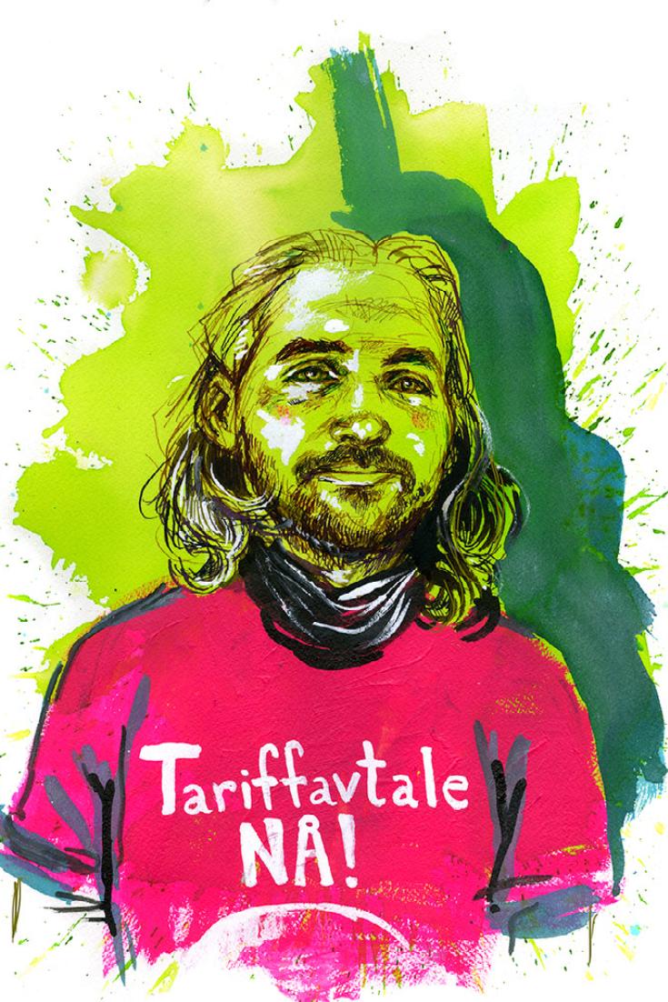 Drawing of Espen Utne Landgraff by Molly Crabapple