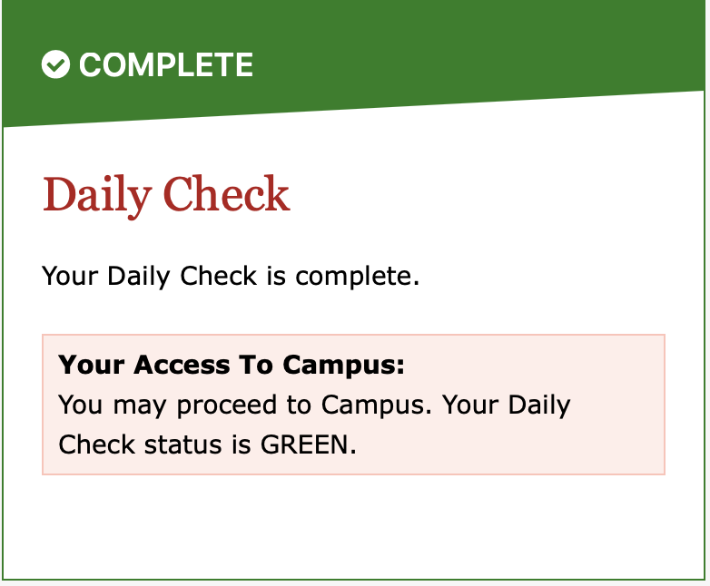 Positive daily check status