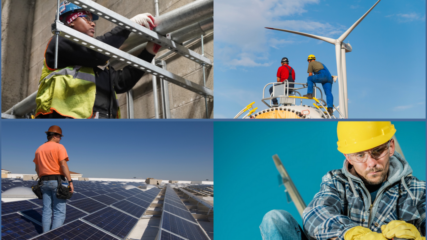 Collage of Workers in Clean Energy