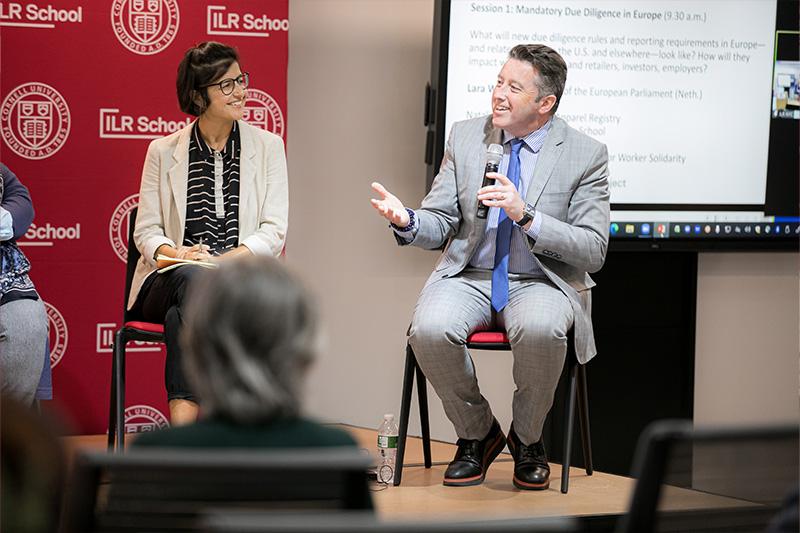 Sarah Dadush (L.), Rutgers University Law School and Michael Bride, PVH