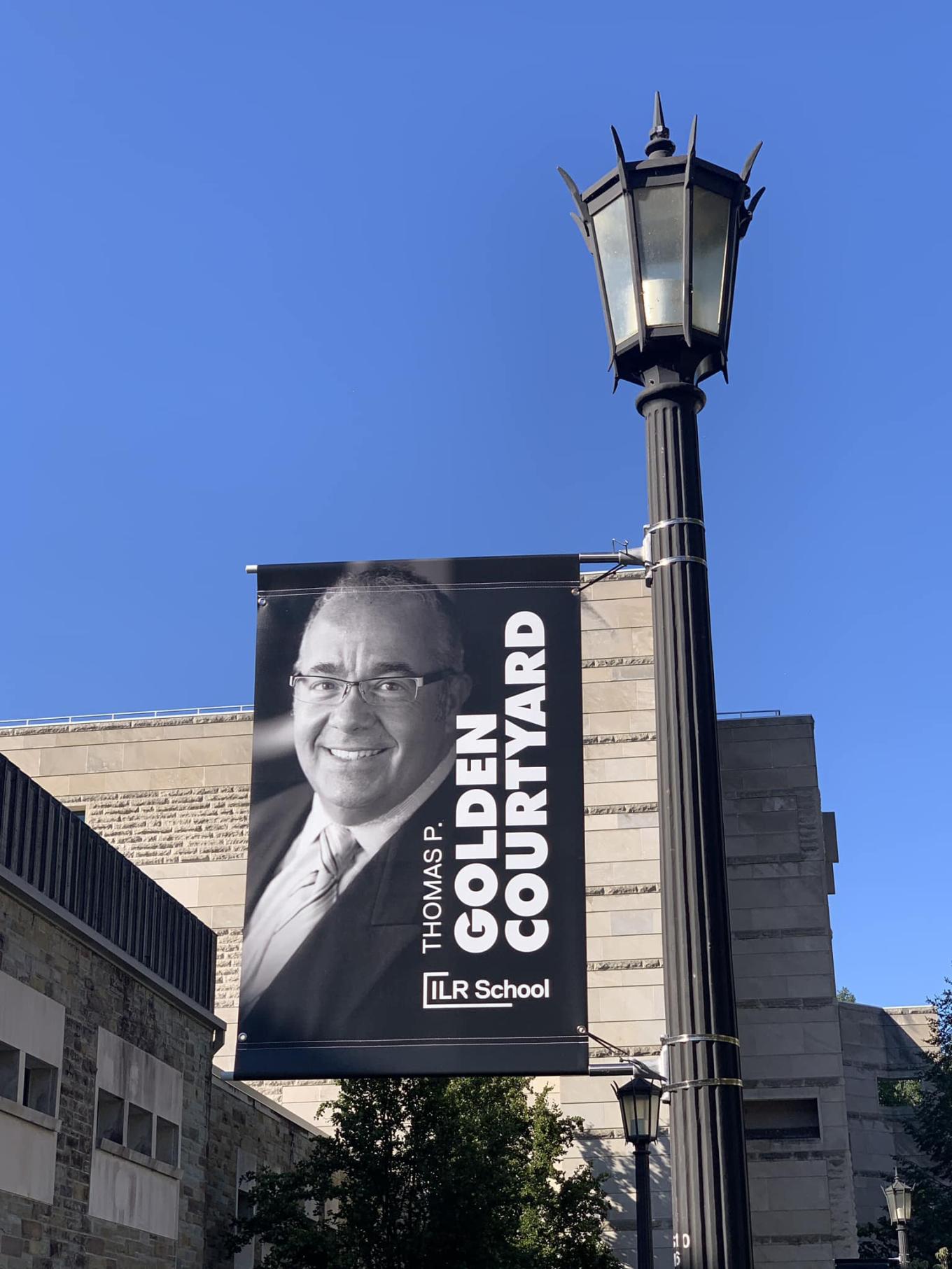 Golden courtyard banner