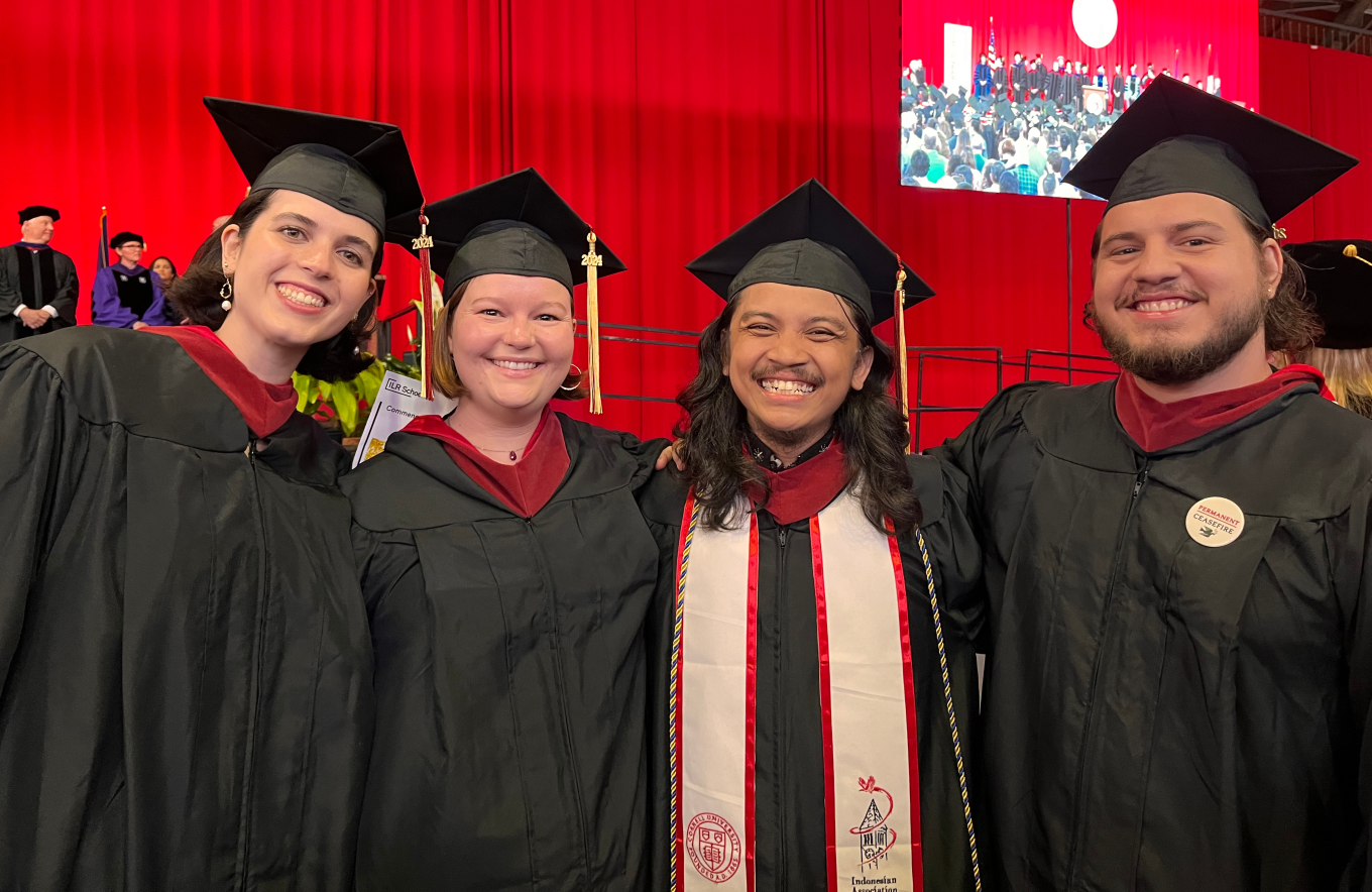 Annika Bruno, MILR’24; Della Walters, MILR’24; Irfan Asgani, MS ILR’24; and Nelson Dragsbaek, MS ILR’24