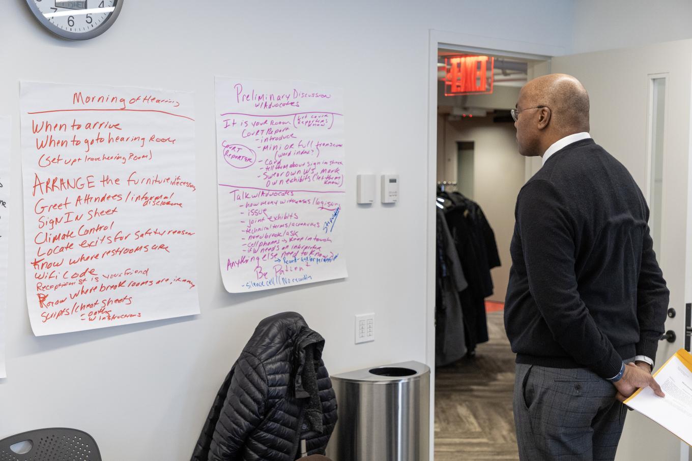 Participant reading text on the walls