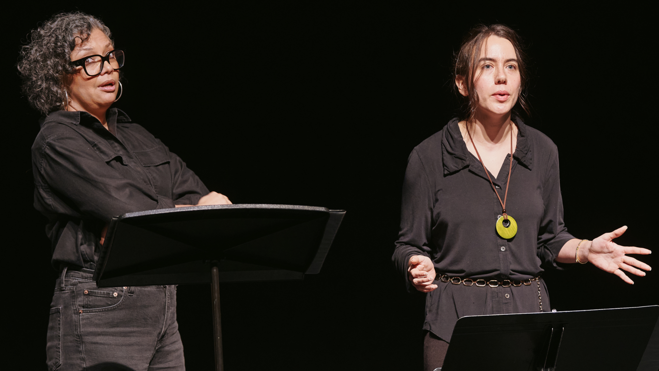 Union workers performing on stage
