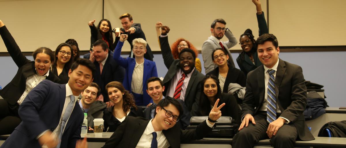 Cornell speech team members celebrating after state tournament 2020
