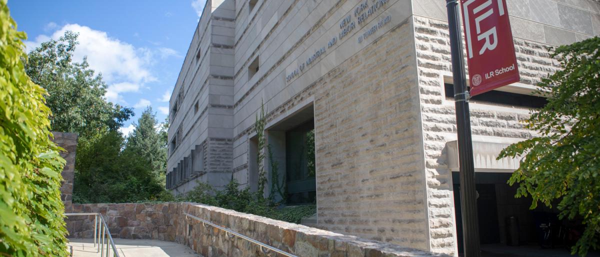 A section of the ILR School's outer facade visible from Tower Road.