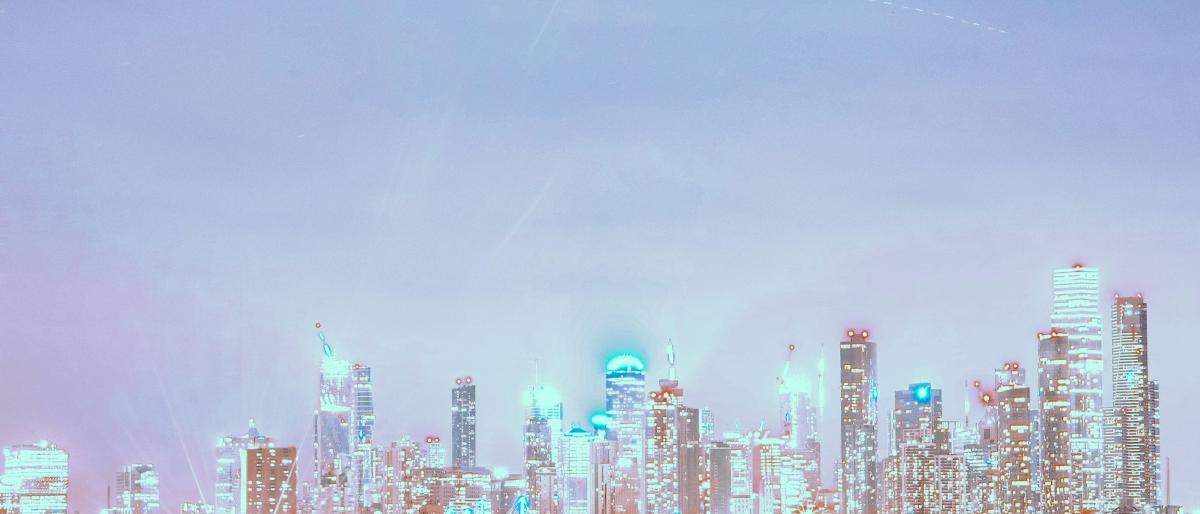 Skyscape over illuminated high-rise buildings
