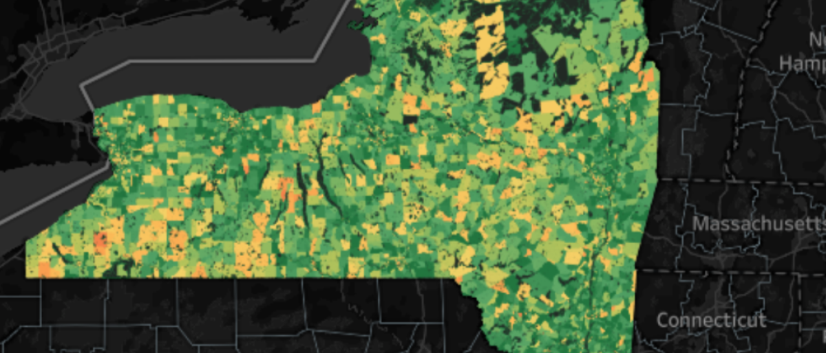 Heat map of digital equity accessibility across NYS