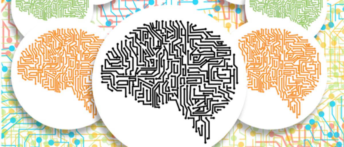 An illustrated image of brains drawn to look like computer wiring