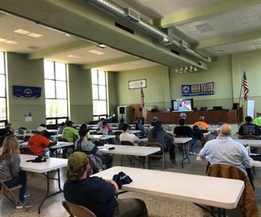 Union members listening to Offshore Wind training presentation