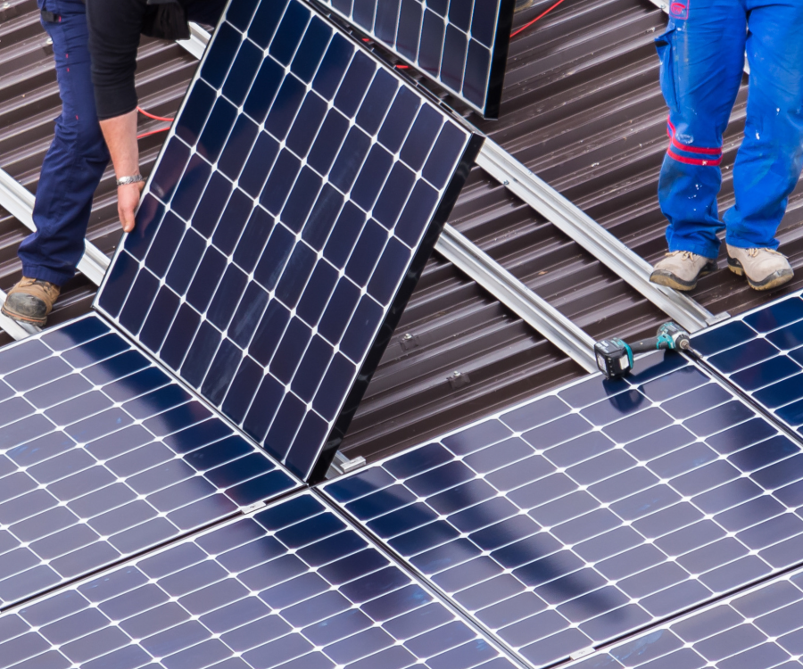 Worker and Solar Panels