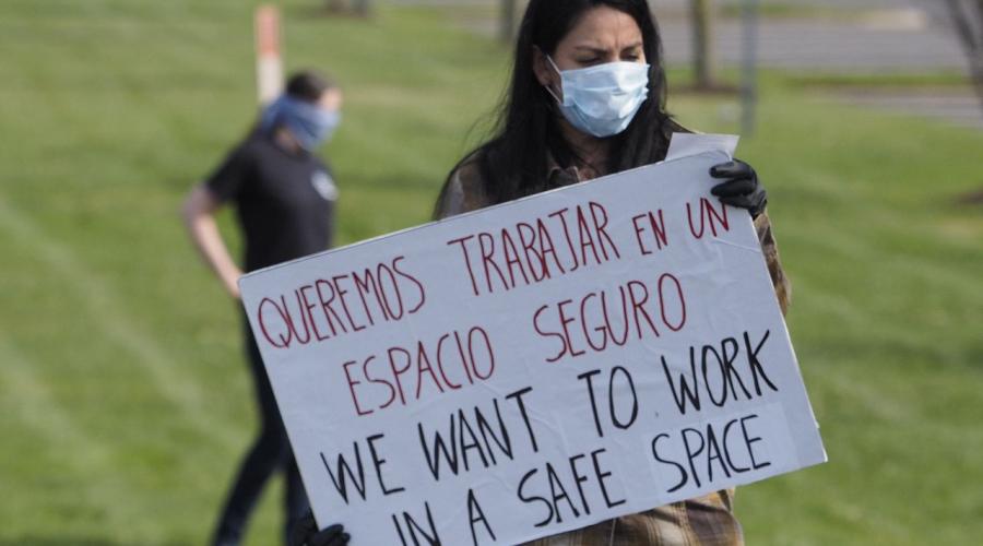 Essential Workers Protest for the Safe Workplace