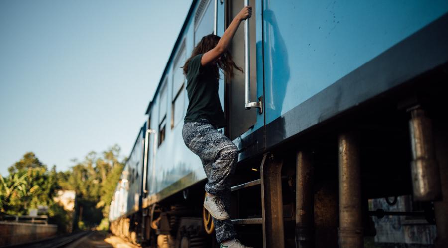 person boarding a train