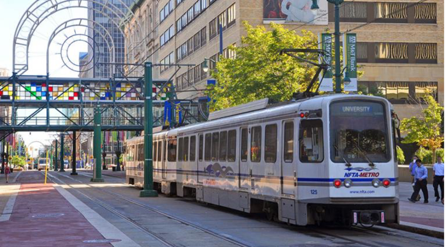 Above ground metro in Buffalo, New York