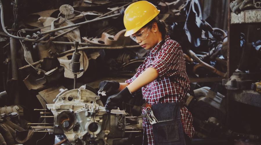 Worker wearing hard hat