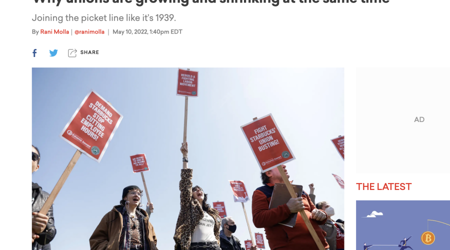 Starbucks workers rallied in Seattle to protest the company’s union-busting efforts.