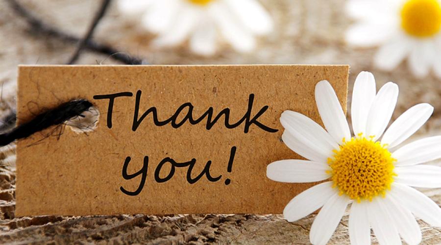 Thank you note with flowers