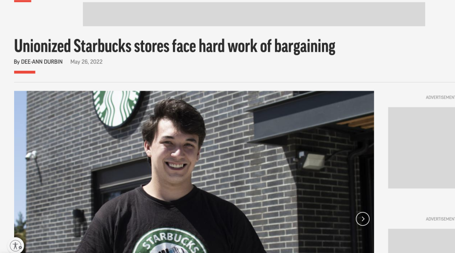 Joe Thompson stands in front of Starbucks in Santa Cruz, Calif., on May 20, 2022.