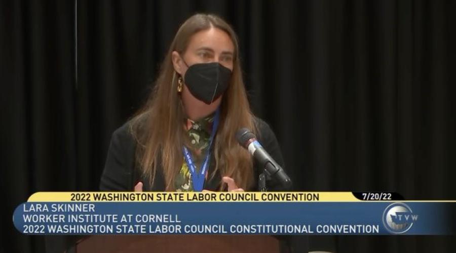 Lara Skinner speaking at the 2022 WSLC