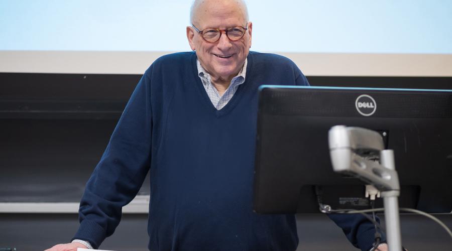David Lipsky teaching his last class. Dec. 2018.