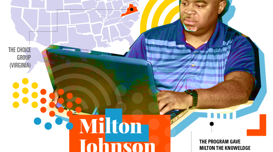 Milton Johnson sitting at a computer