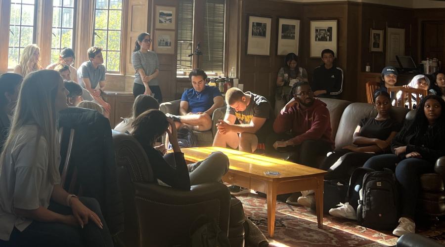 Students listen to speakers on compensation