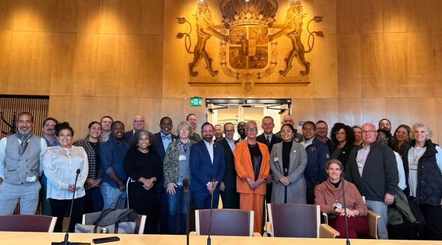 NYS delegates at the Swedish Parliament with Members of Parliament Monica Hader and Adrian Magnusson