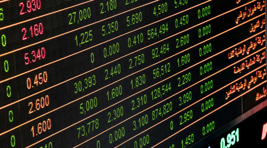 image of a stock board, like you may find on wall street.