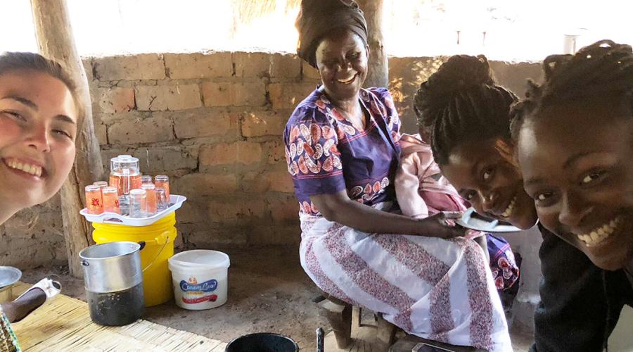 Alexander Phelps '20 dinner in a Zambian village