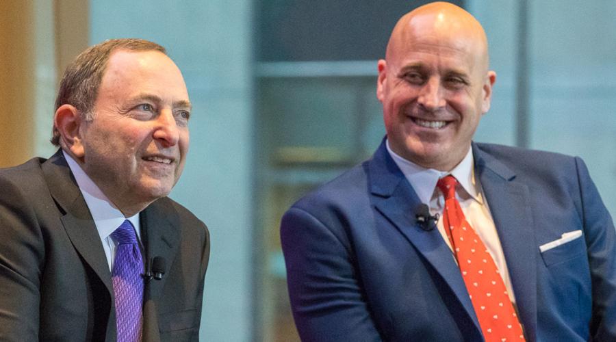 Gary Bettman, left, and Mike Levine spoke at the summit.