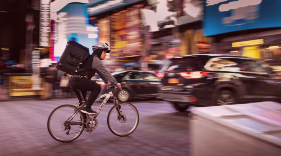 Delivery Biker in New York City 