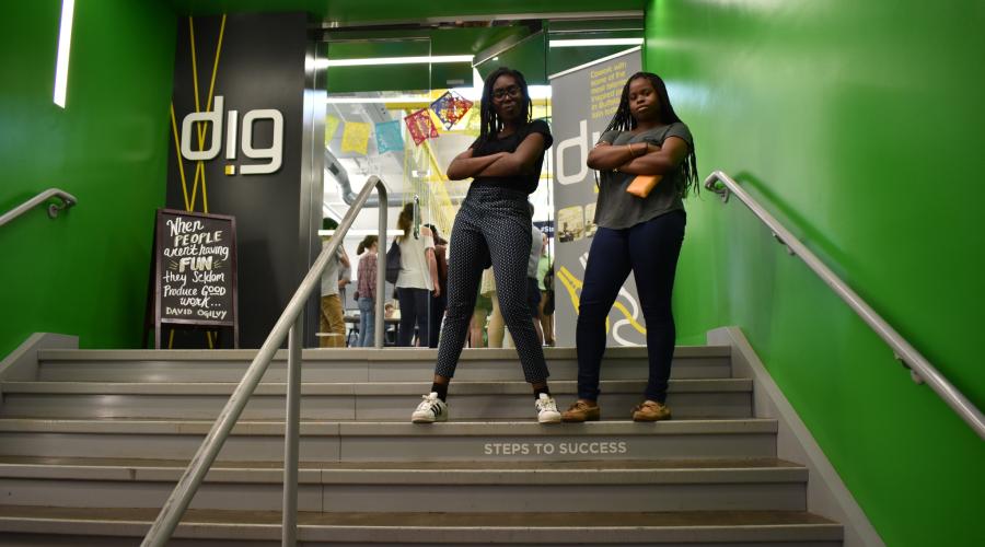 2017 High Road Fellows Maame Britwum and Kaya Coleman at the Innovation Center on the Buffalo Niagara Medical Campus