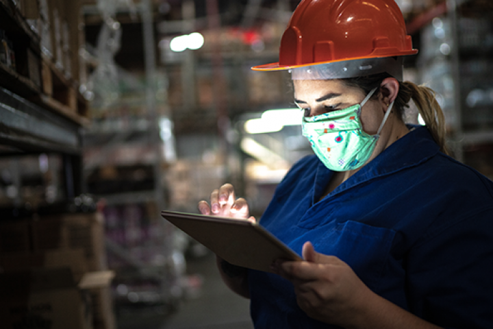 Worker with hard hat