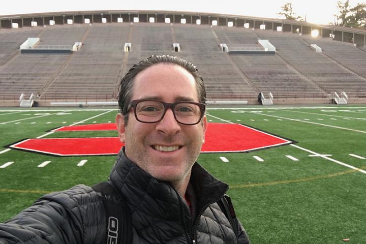 Jordan Berman ’95 selfie at Schoelkopf Field