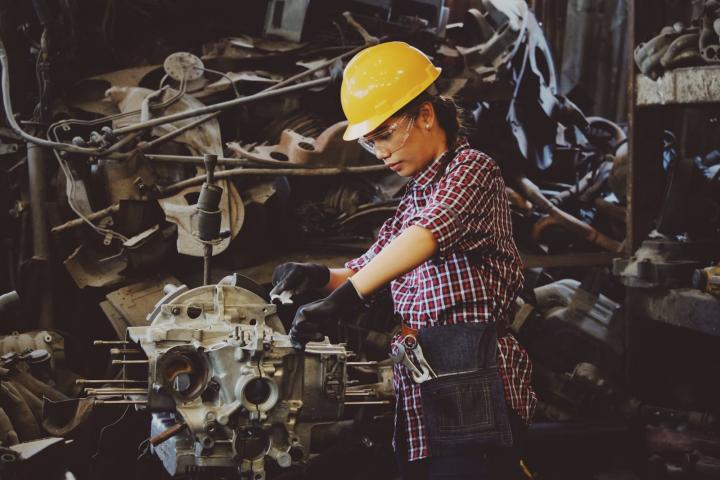 Worker wearing hard hat