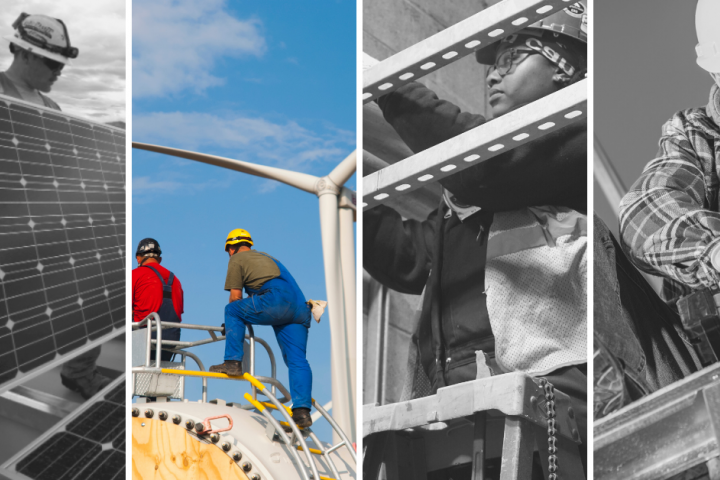 Collage of Workers in Clean Energy