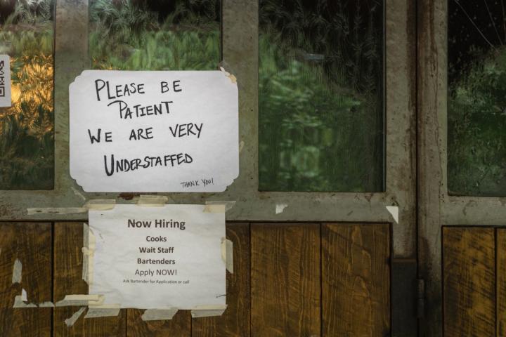 Sign about labor shortage