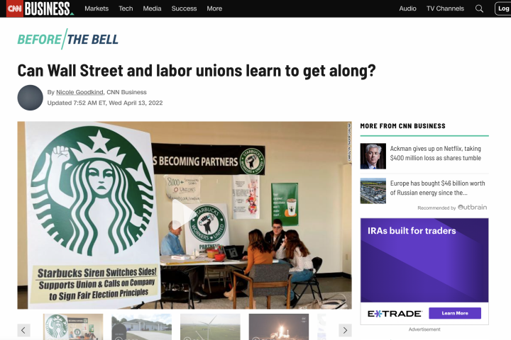 Starbucks employees at a New York store vote to unionize.
