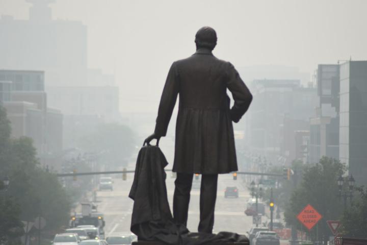 Wildfire smoke from Canada hangs over Lansing on June 29, 2023. | Photo by Anna Gustafson