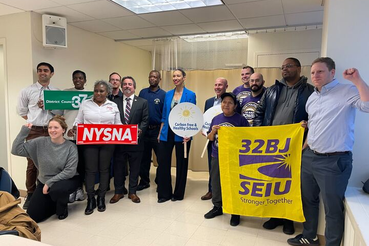 Photo of CJI and rank-and-file union members lobbying for public solar 