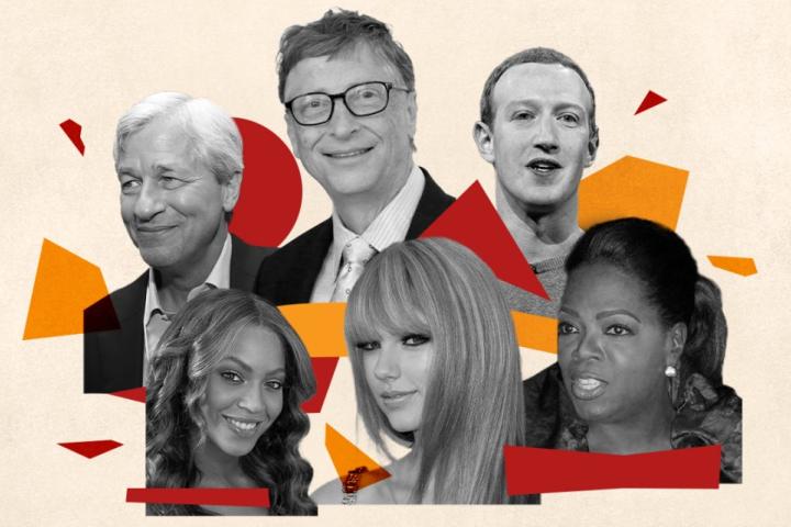 A collage of successful men and women