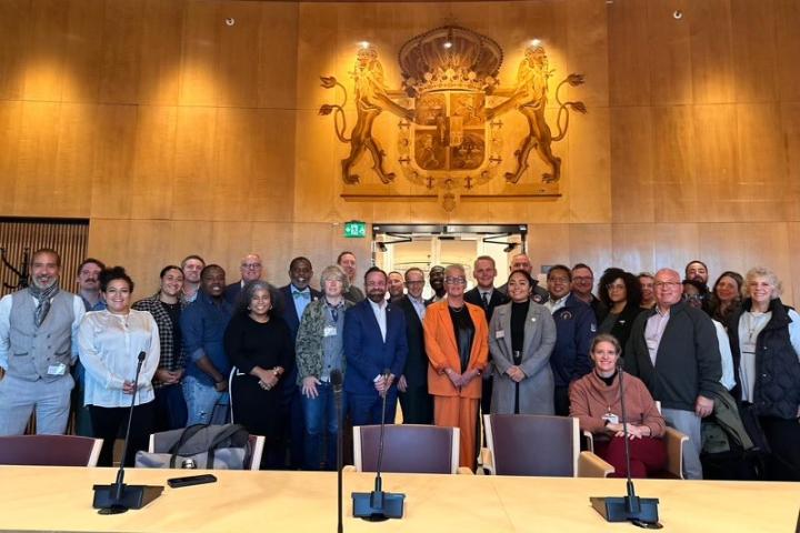 NYS delegates at the Swedish Parliament with Members of Parliament Monica Hader and Adrian Magnusson