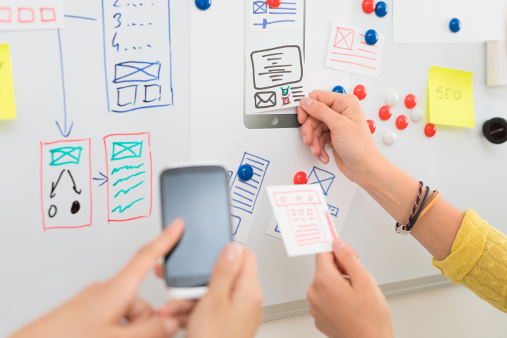 Posting ideas on a whiteboard