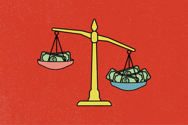 An illustrated image representing the gender pay gap. Credit: Ashley Osburn / Cornell University
