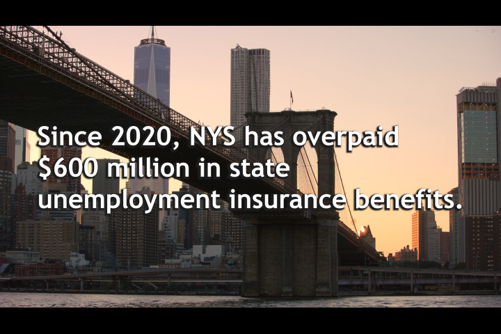 Screenshot from video on unemployment insurance overpayments in New York State
