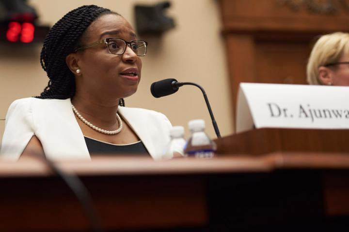 Ifeoma Ajunwa speaking at a U.S. House of Representatives Committee on Education and Labor hearing on “The Future of Work: Protecting Workers’ Civil Rights in the Digital Age.”