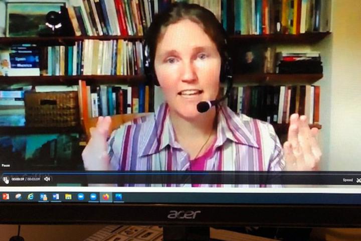 Kate Griffith teaching post-COVID on Zoom.
