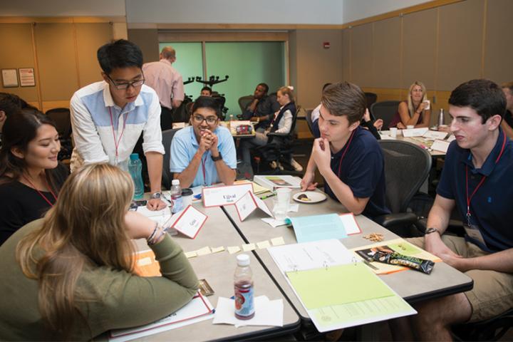 Students participating in mediation training